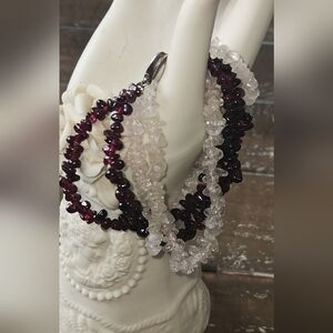 Vintage Sterling Silver Garnet & Chip Bracelet. Box Tap Insert. 7.5" Wt 1.2 Oz